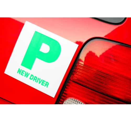 a new driver's car with green P sign. 