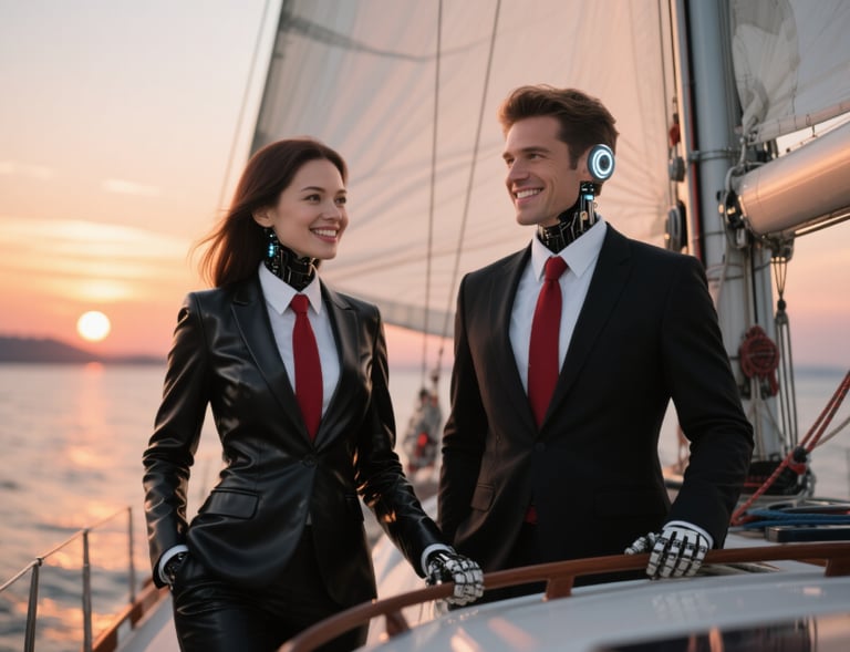 a coupe sailing the seas on a sail boat