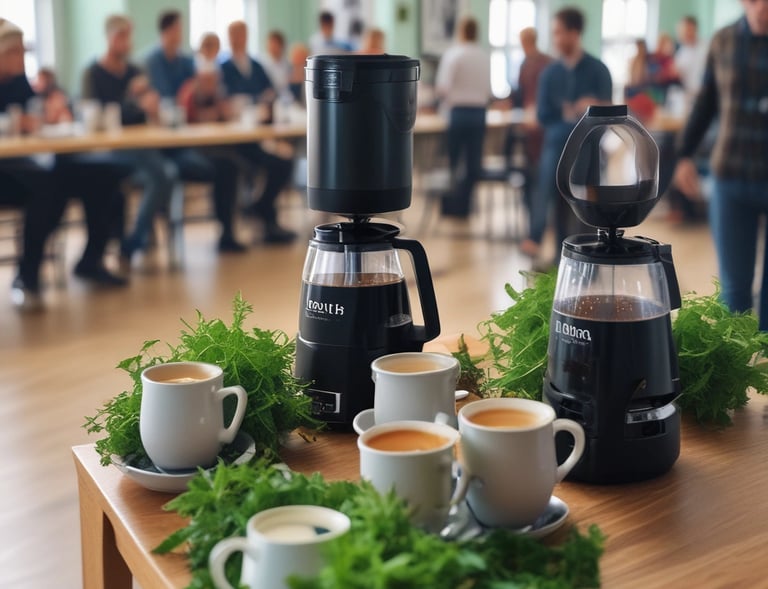 A beautifully arranged coffee setup showcasing premium coffee and teas.