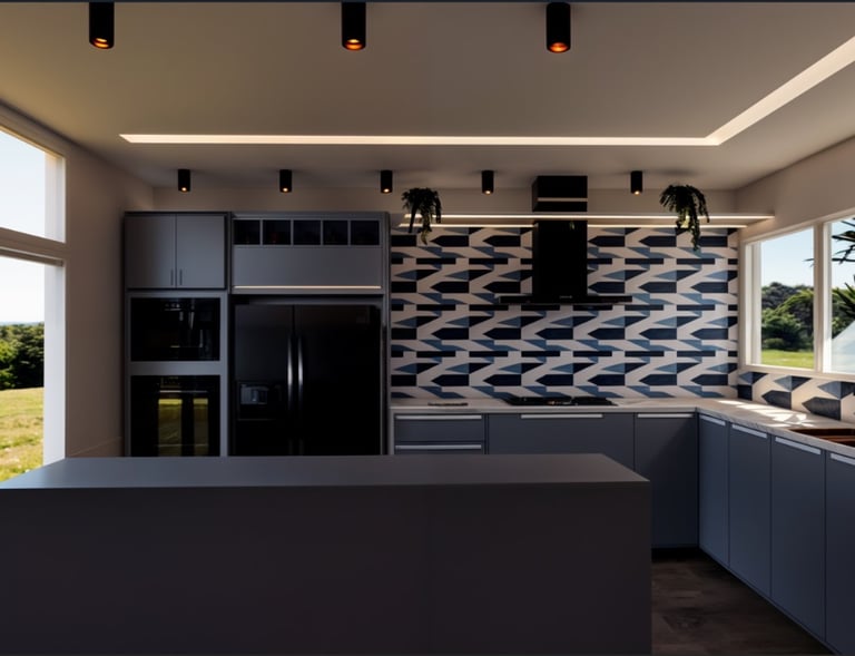 Cozinha Azul Vista 2