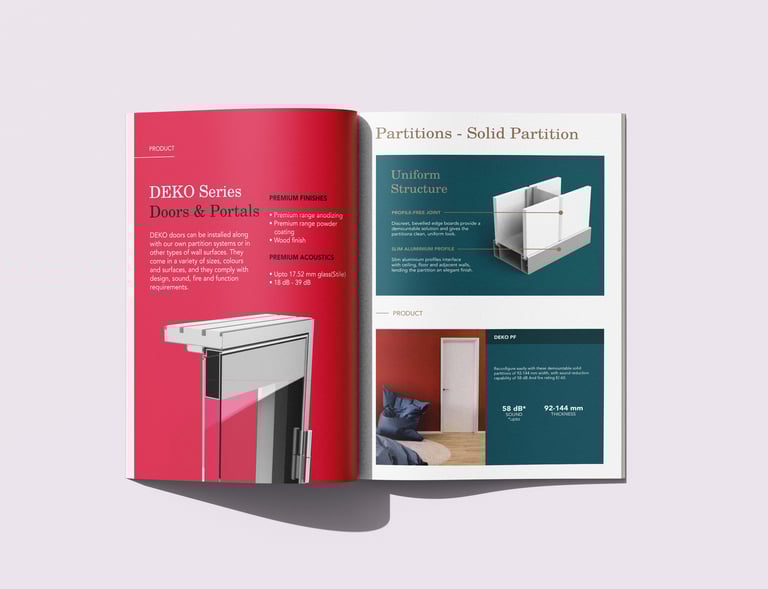 Elegant and modern brochure design for Deko Interior Design Firm, showcasing creativity and style.