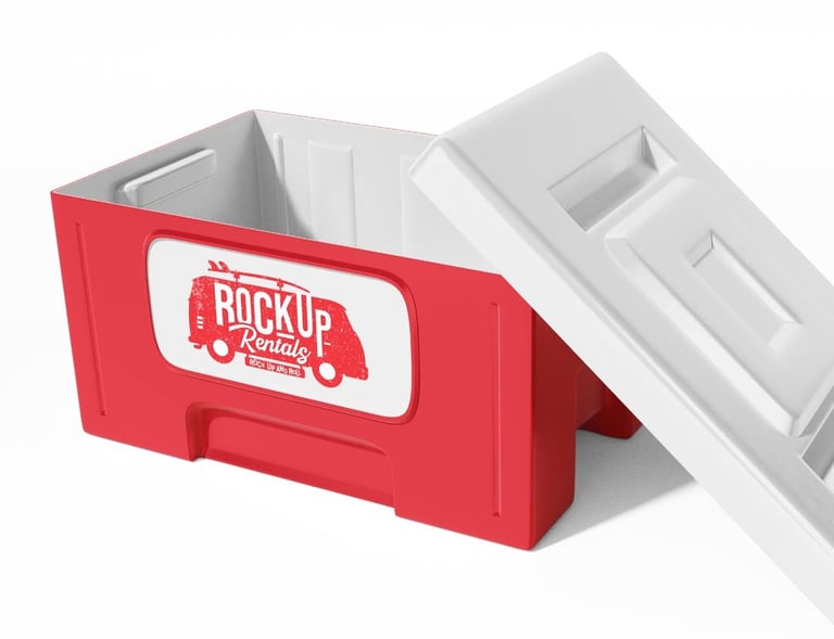 Bold and modern logo design for Rockup Rental with strong, Adventure-style branding.