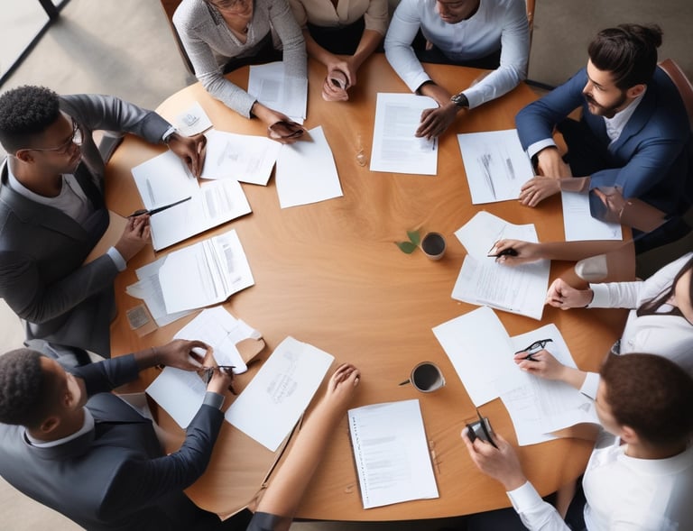 A mobile coffee cart with a red canopy is parked on a street. An assortment of coffee cups is displayed, and a menu is visible. A tree with bare branches overhangs the cart. A person wearing a blue and white jacket and dark pants is standing nearby, seemingly using a phone.