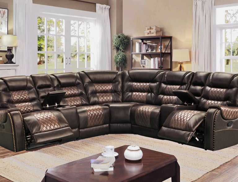 Golden-brown-recliner-curve-sofa