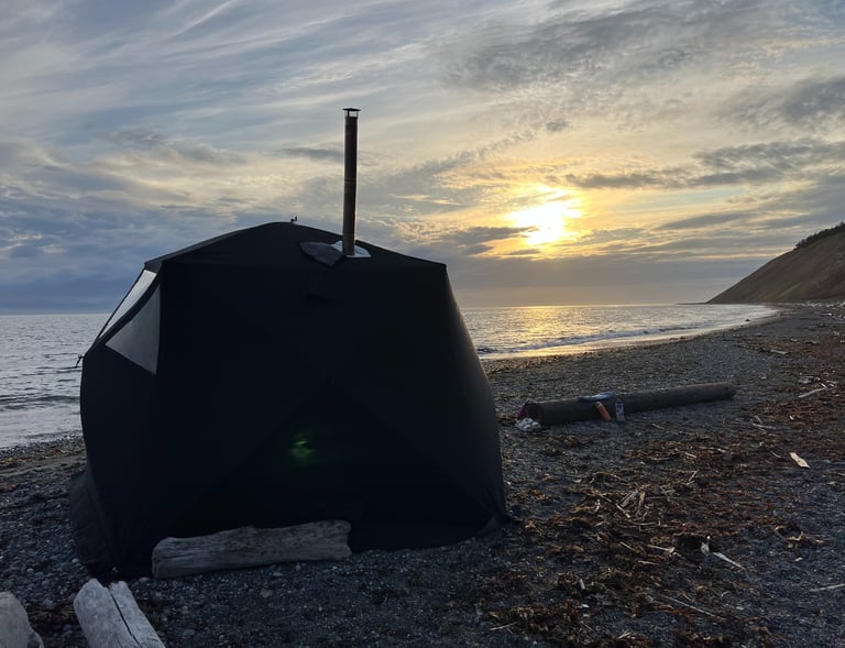 sauna tent, beach