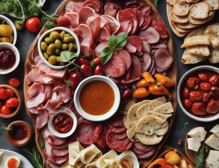 A set of baked empanadas displayed on a black cooling rack and a rectangular black plate, with a filling of plant-based meat and vegetables visible in one cut-open empanada. Adjacent to them is a package of plant-based ground meat labeled 'Beyond Beef' and two small bowls containing sour cream garnished with cilantro and a green salsa.