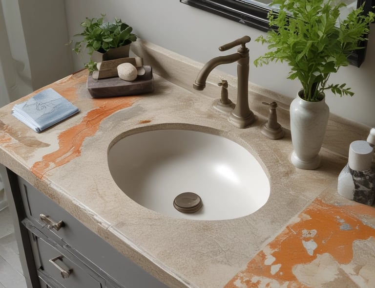 A close-up view of a smooth, creamy beige marble surface featuring intricate patterns and natural veining that give it a luxurious appearance.
