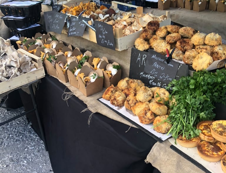 A fine selection of mushrooms and snacks