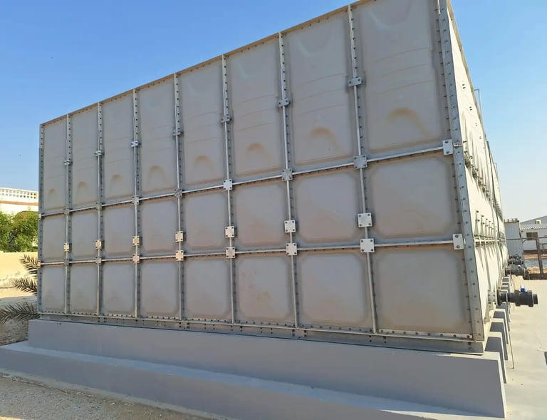 GRP Sectional Water Tank installed for industrial purpose