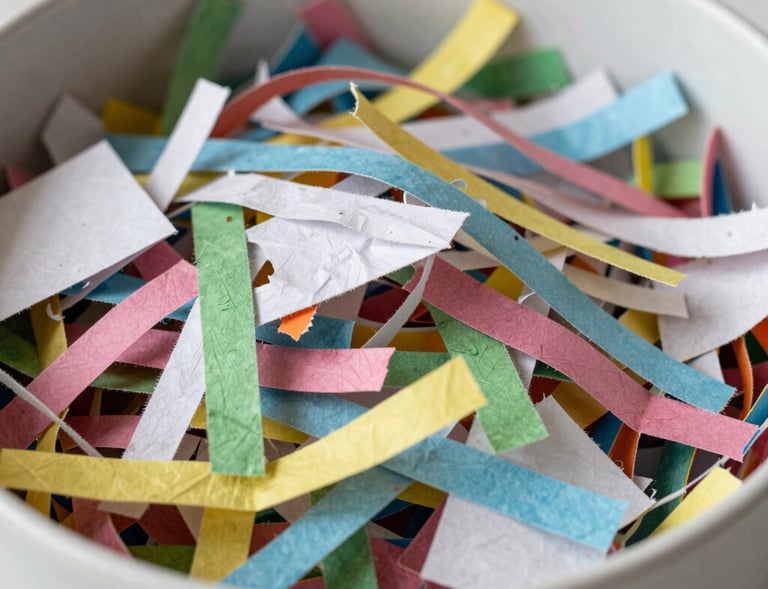 Close-up of a child's hands exploring a bin of soft cotton balls and feathers.