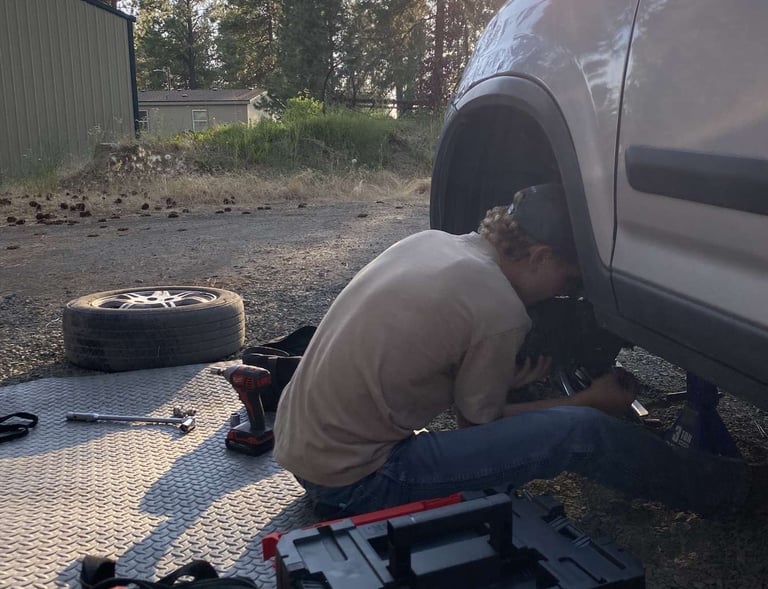 Our technician working on an axle