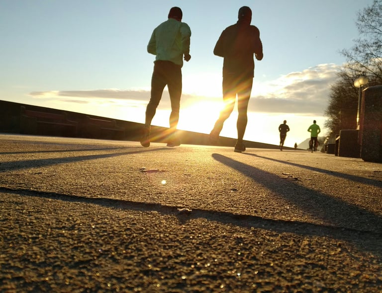 people jogging in the evening