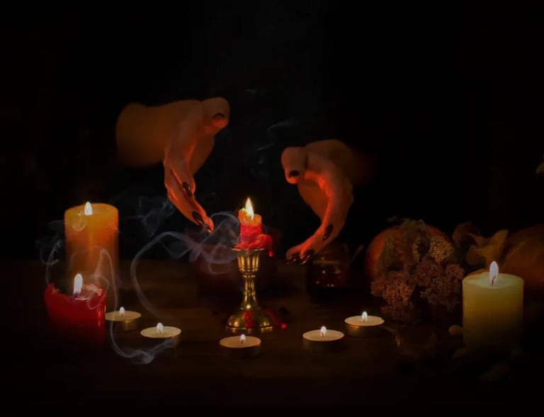 a person holding a candle in front of a candle