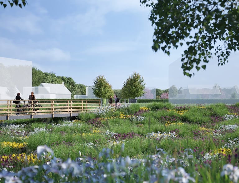 Vue paysagère du futur lotissement Domaine du Parc à Belbeuf proche de Rouen