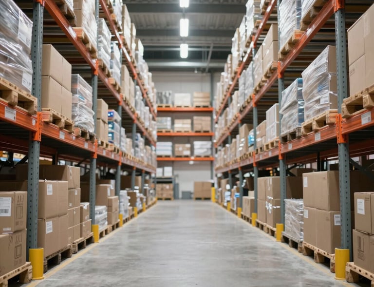 Modern office workspace featuring multiple screens displaying e-commerce platforms and compliance charts.