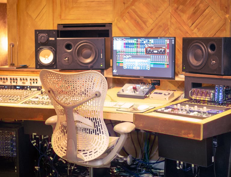 The control room of Studio A at Urchin Studios