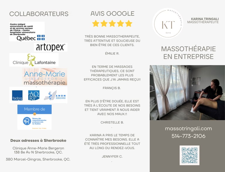 Brochure massothérapie en entreprise KT Massothérapie 1