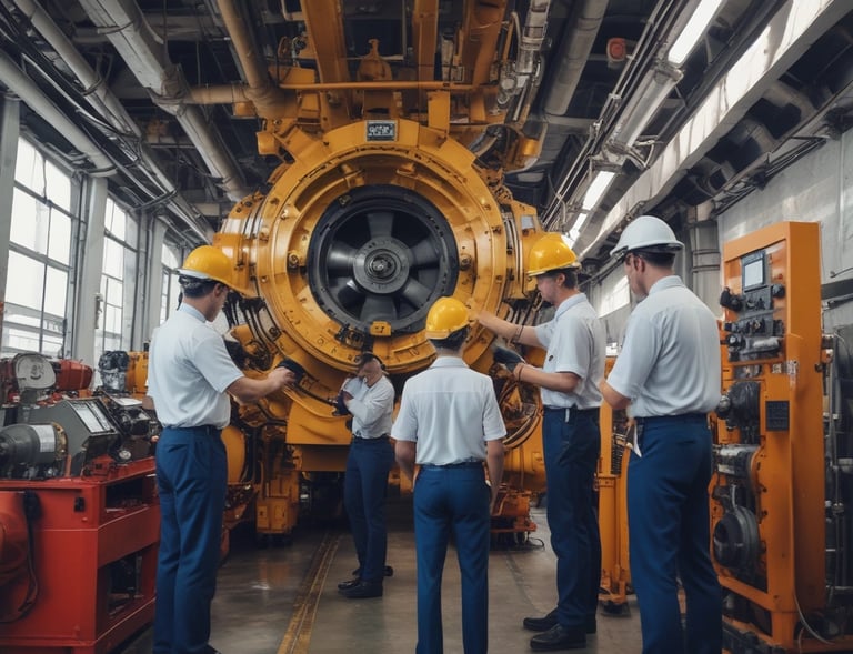 Technicians performing maintenance work on a ship's hull during docking.