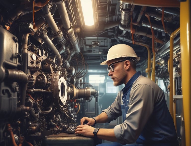 Crew members coordinating logistics and supplies on deck with safety gear.