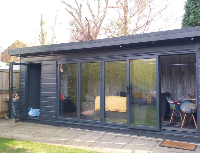 Lights in soffit garden house