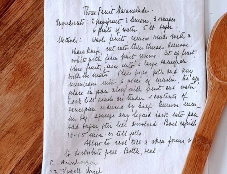 Letter on kitchen towel