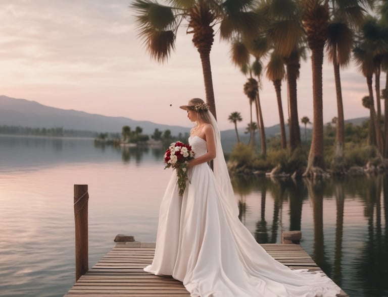 A beautiful lakeside wedding setup at Route 66 Weddings.