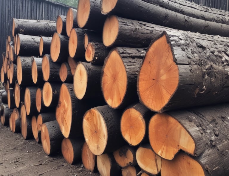 Variety of Indian hardwood samples including rosewood and mahogany displayed on a table.