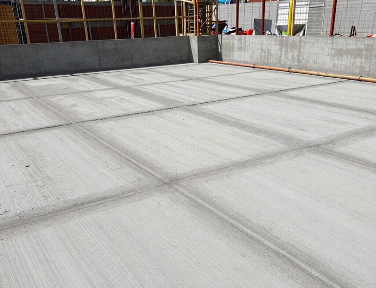 Sidewalk installation showcasing crisp, straight lines and a uniform finish in a sunny neighborhood.