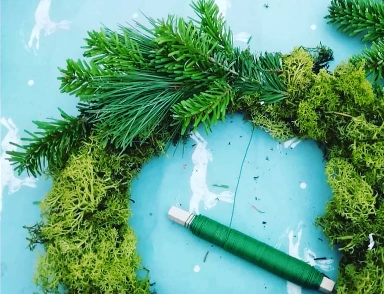 Christmas Wreath Workshop for wellbeing workshops in the Midlands and Yorkshire