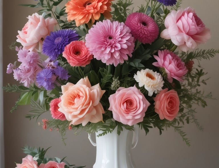 A sophisticated arrangement of white lilies and green foliage for special occasions.