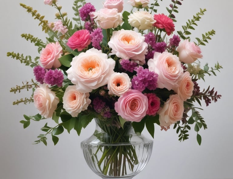 A sophisticated arrangement of white lilies and green foliage for special occasions.