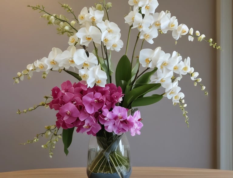 A sophisticated arrangement of white lilies and green foliage for special occasions.