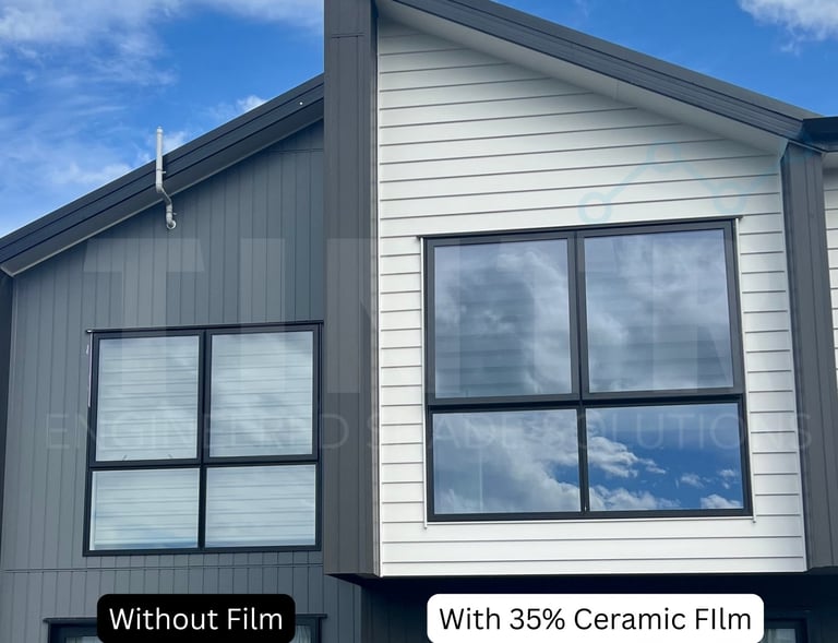 Residential window tinting on modern Auckland townhouse for heat reduction