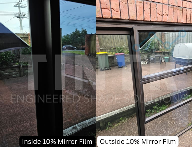 One-way mirror privacy film for daytime security and glass reflection
