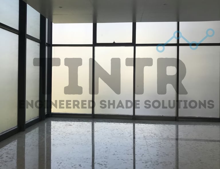 Frosted glass film for residential bathroom privacy