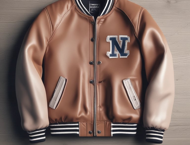 Flat lay of custom apparel swatches and design sketches on a clean black-and-white background.