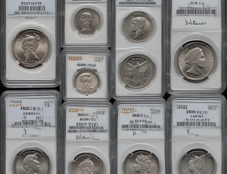 A historic gold coin with detailed engravings placed atop a black leather-bound book.