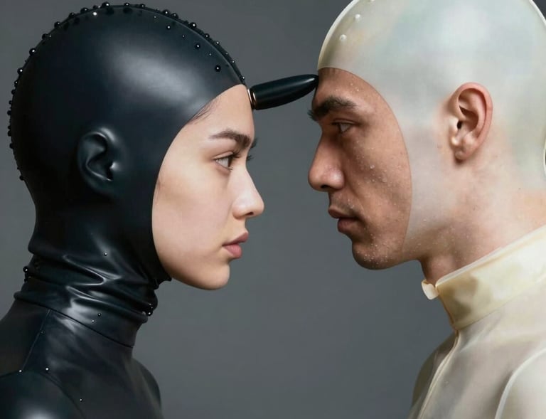 An intimate moment of connection during a guided session, highlighting trust and consent.