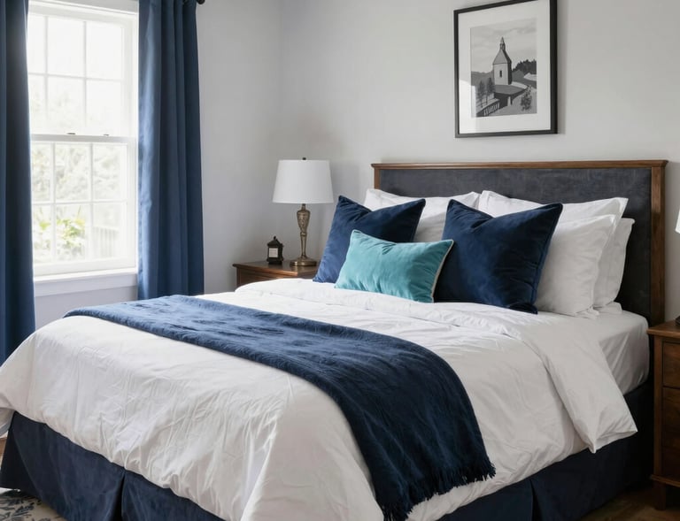 A well-lit bedroom featuring tasteful decor and ample closet space, emphasizing comfort.