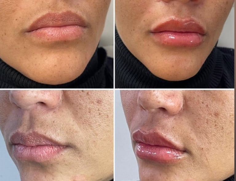 a woman with a lot of freckers on her lips