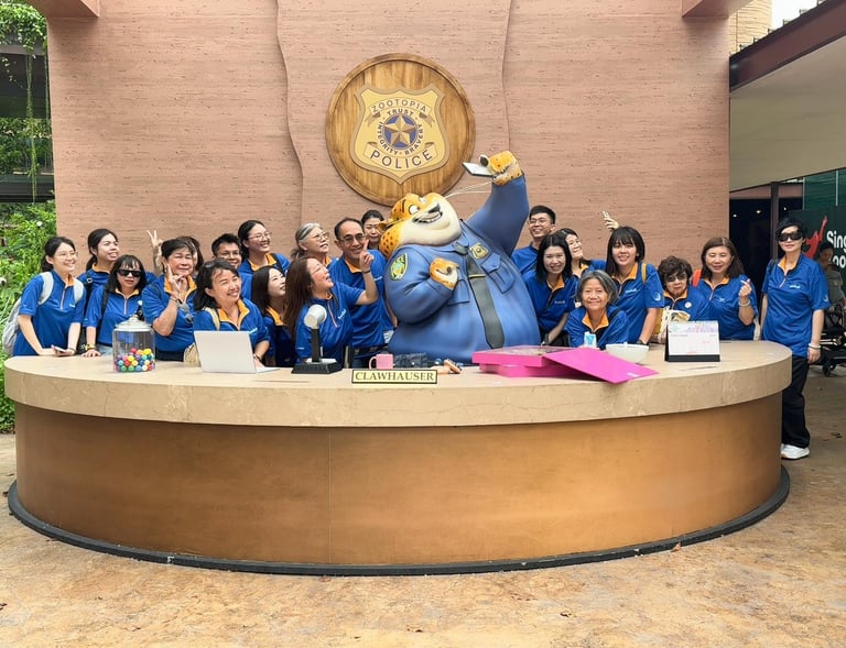 Team SeeSalt staff standing around a counter top @ Singapore Mandai Wildlife Reserve