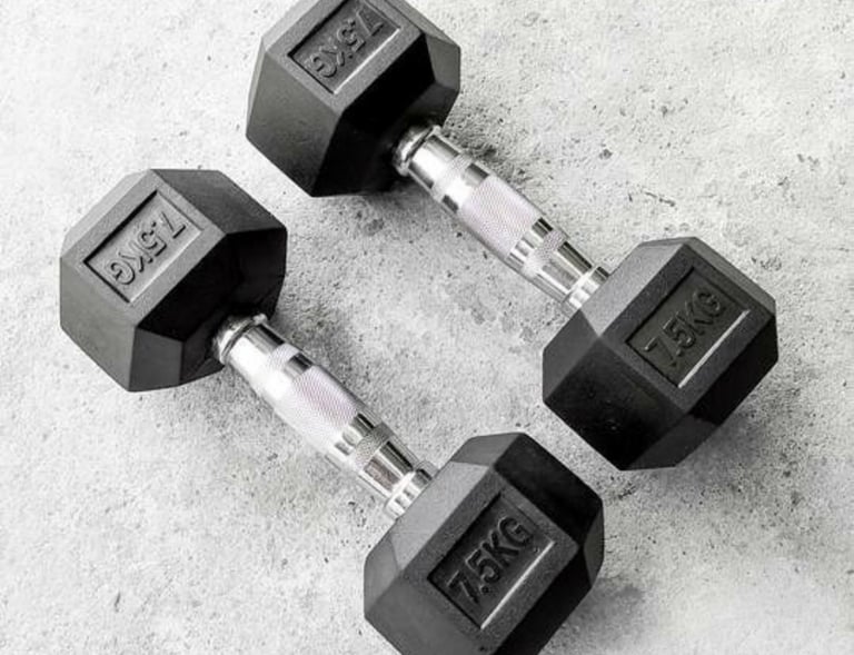 rubberhex dumbbells 