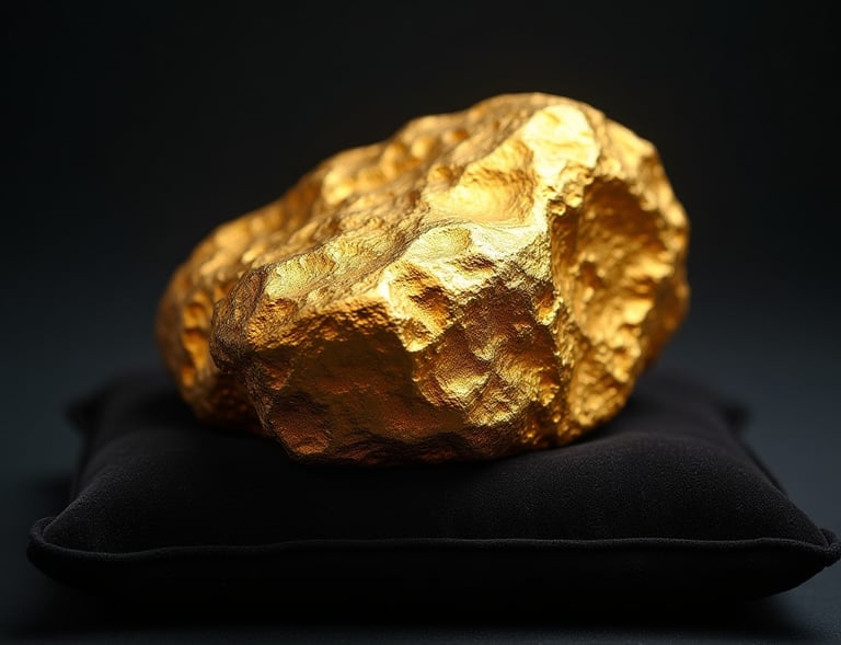 a gold nuggling on a pillow on a pillow