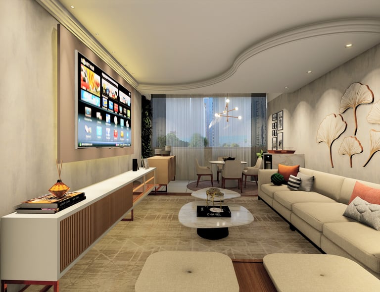 Projeto de Interiores de Sala de Estar Moderna em São Paulo