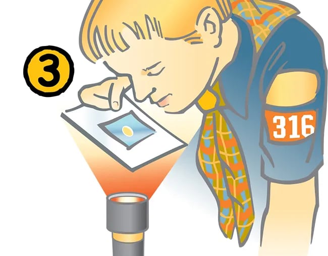 seeing through the drop of water that acts as a magnifying glass