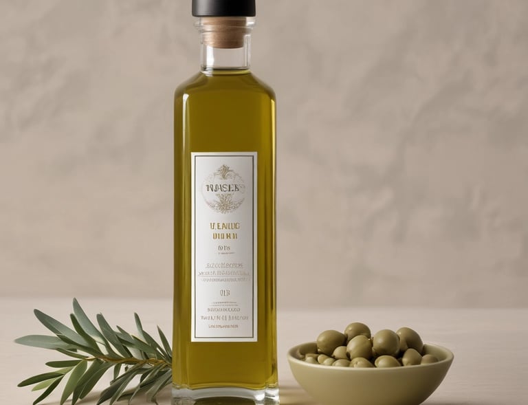A vibrant display of authentic olive oil bottles from Sinjil.