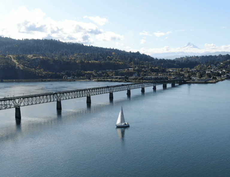 Sailboat near Hood River Bridge, Hood River Oregon