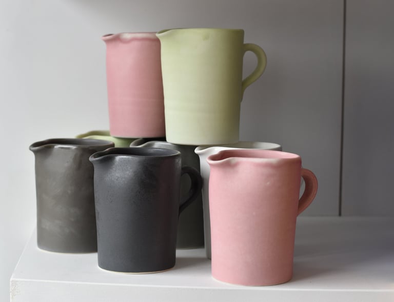 Large Jugs  Charcoal, Grey, Pale Pink and Pistachio