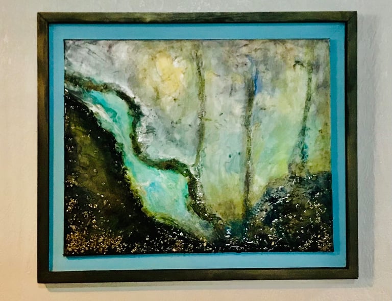 Deep Dive, mixed media on canvas.