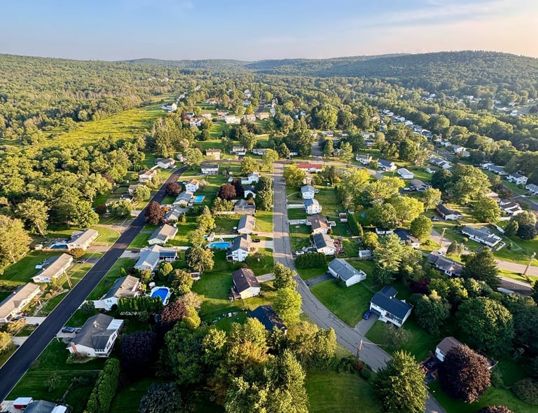 view from hot air balloon over Binghamton new yok
